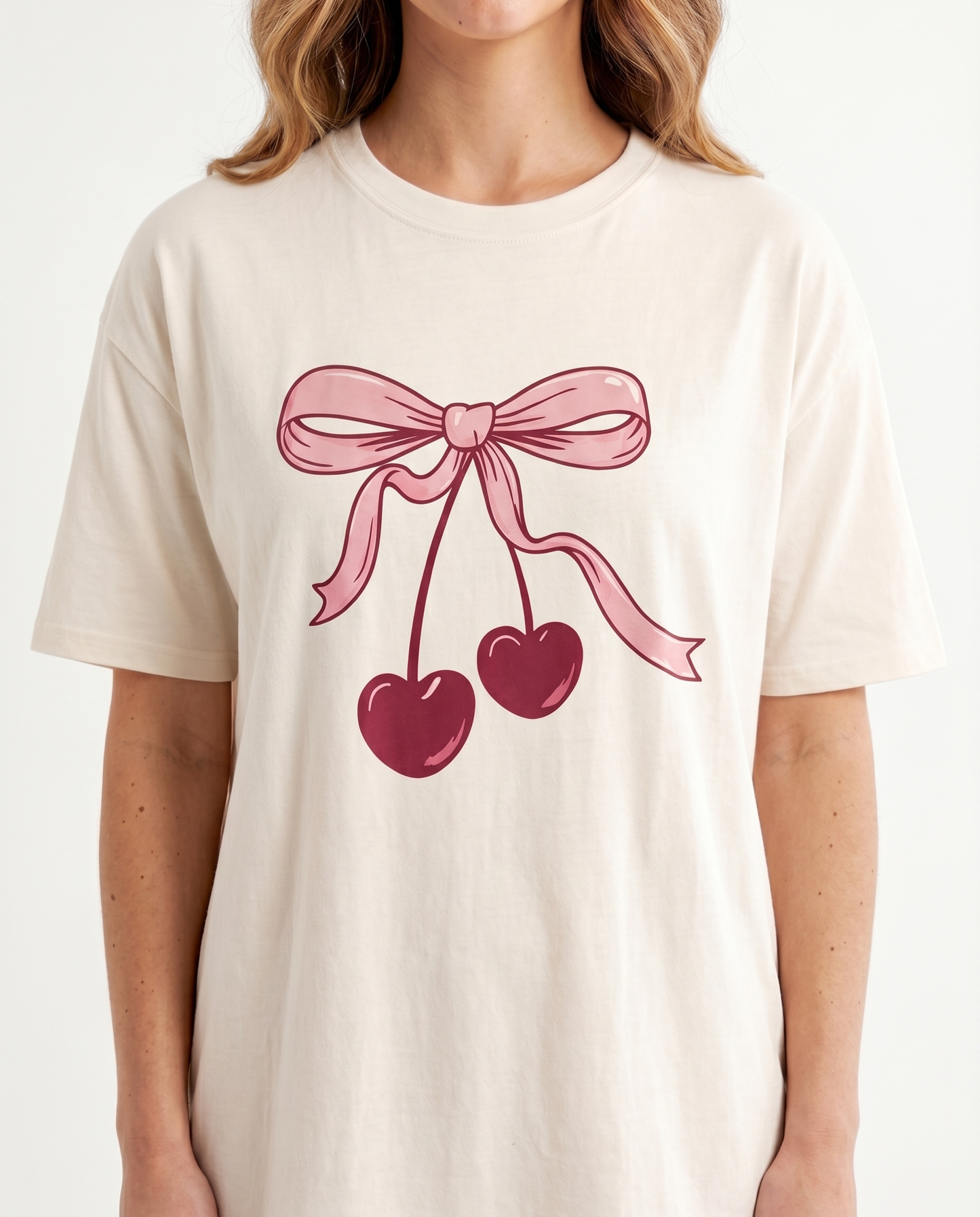 Cherry Bow Night Shirt in Off White