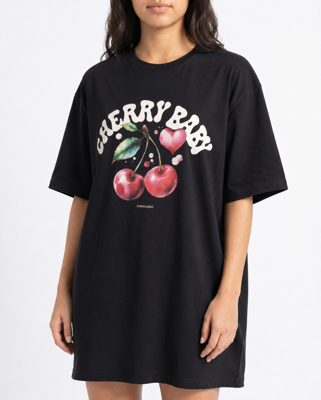 Cherry Bliss Night Shirt in Black