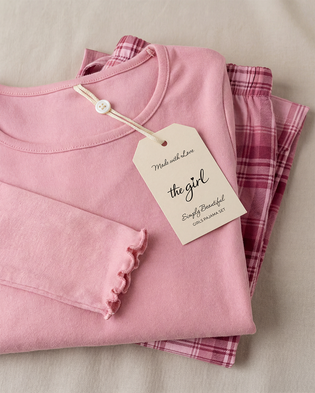 Plaid Cotton Pajama Set – Rose Pink