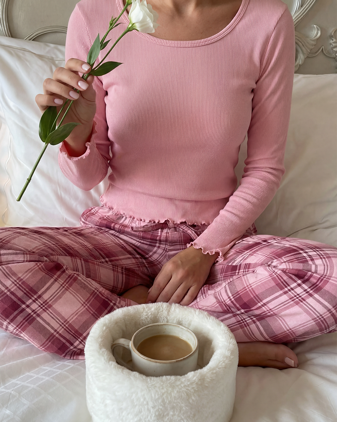 Plaid Cotton Pajama Set – Rose Pink