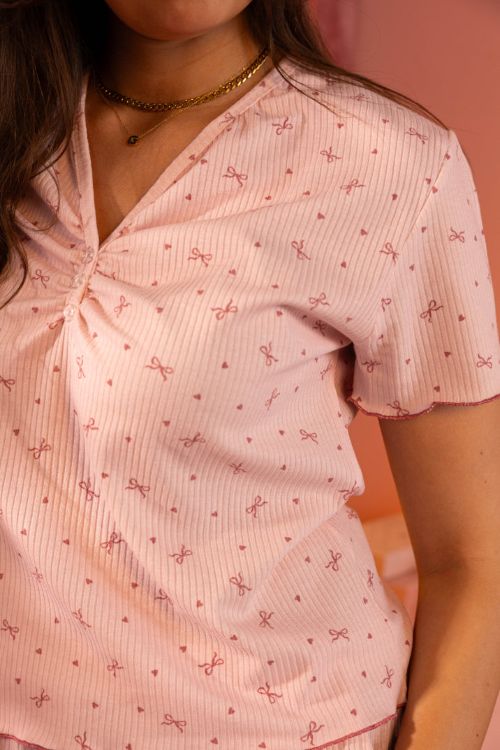 Blush Bow PJ in Pink