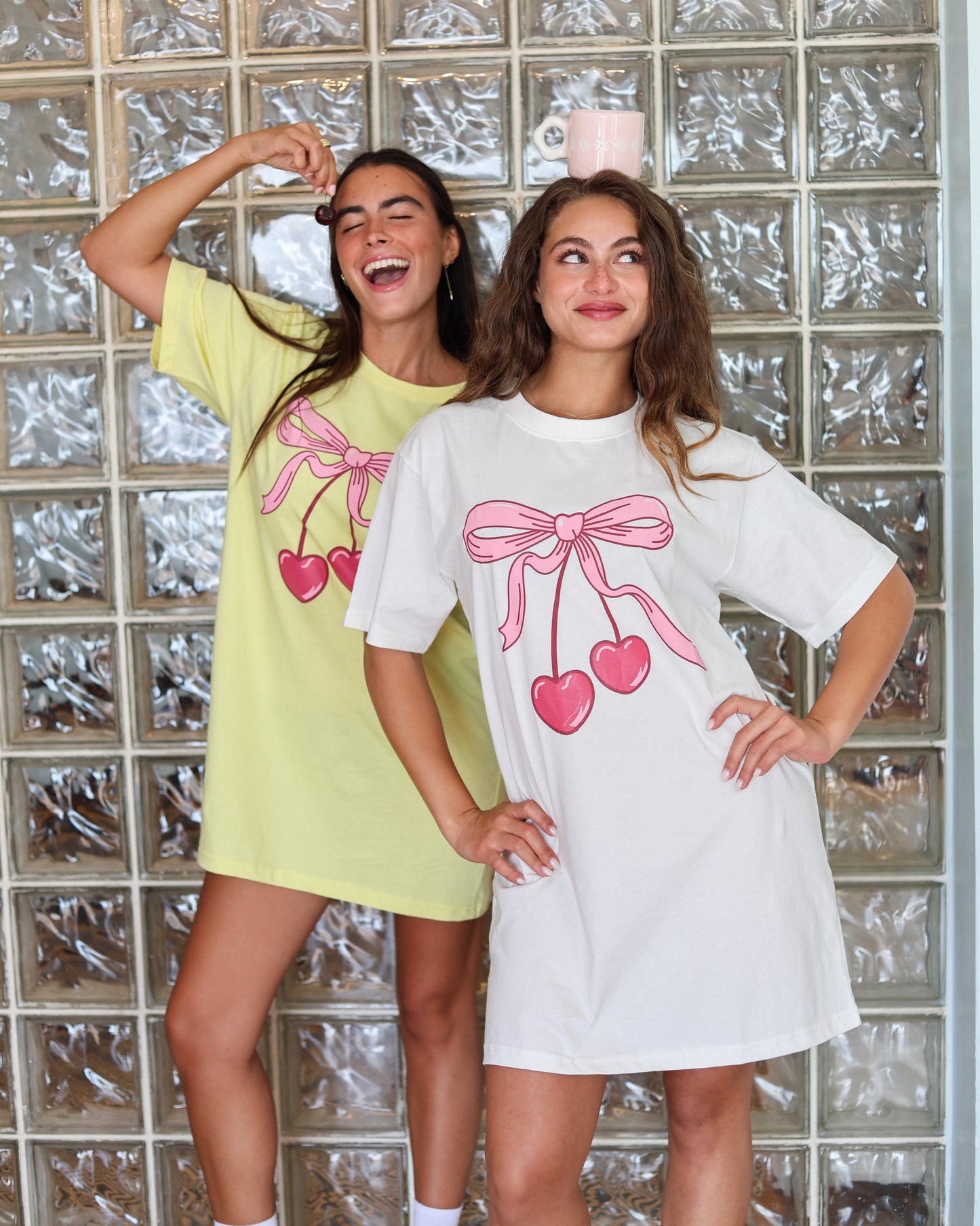 Cherry Bow Night Shirt in Off White