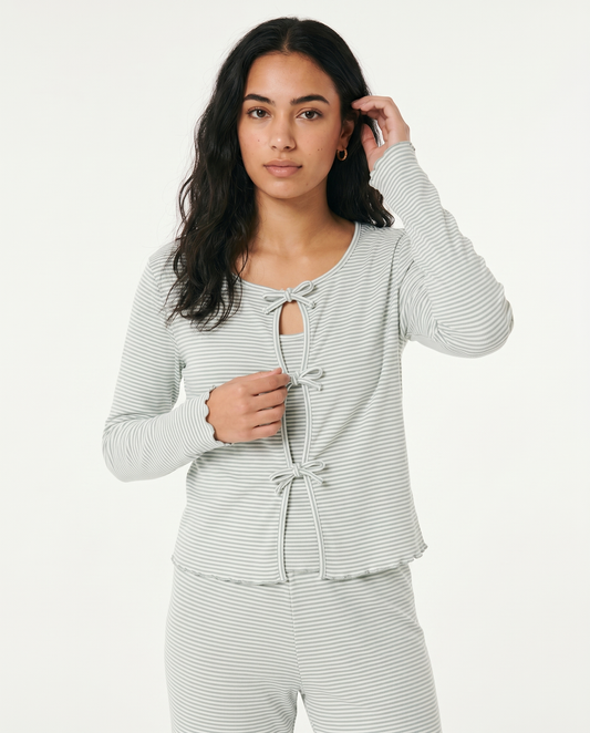 Striped Ribbon PJ in Mint