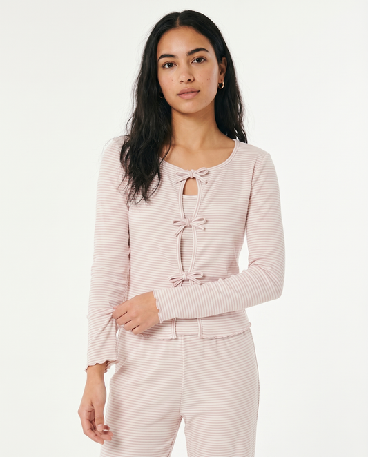 Striped Ribbon  PJ in pink