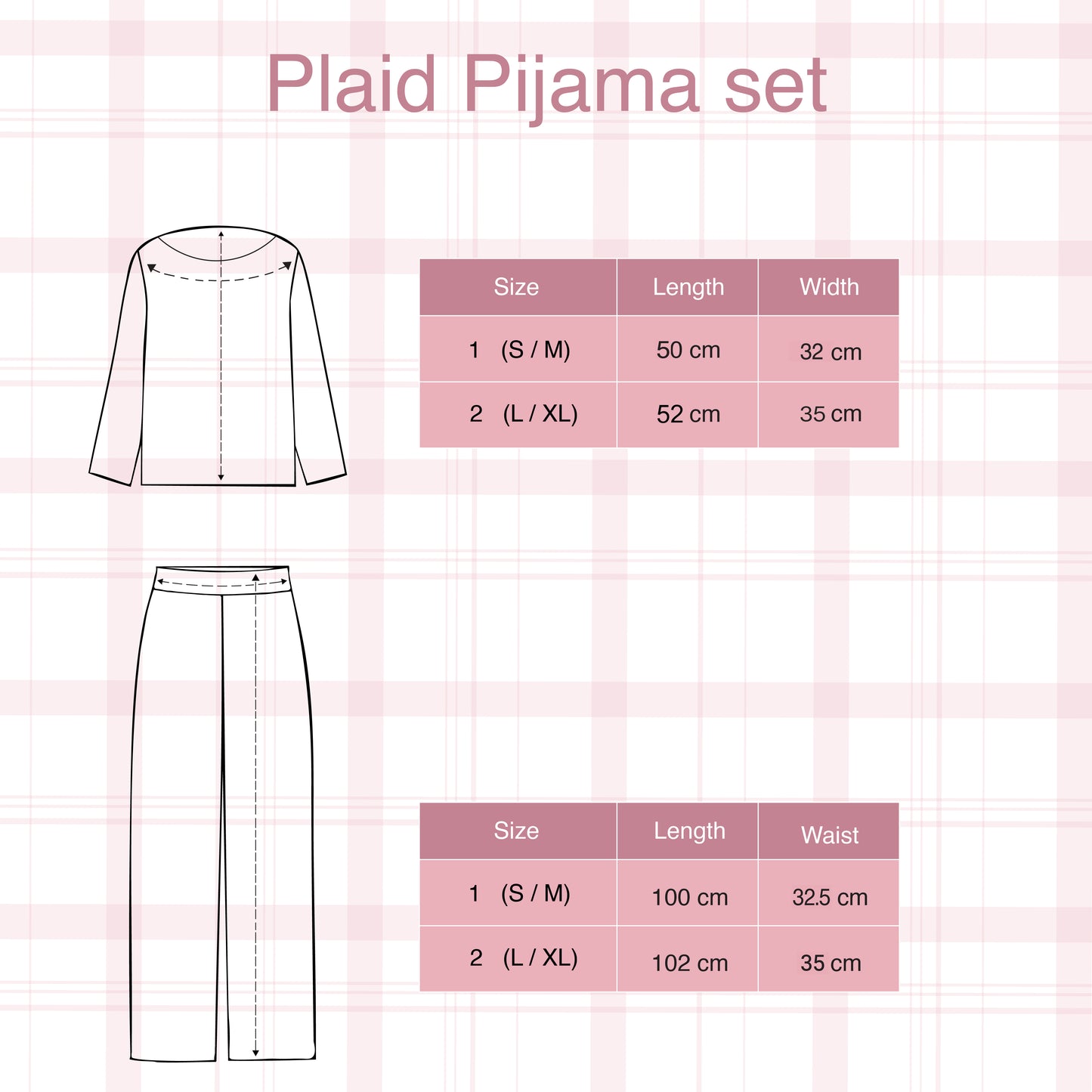Plaid Cotton Pajama Set – Rose Pink